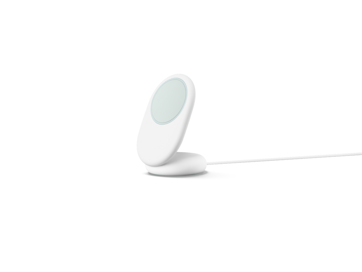 Google Pixelsnap Charger with Stand, Snow, angled front