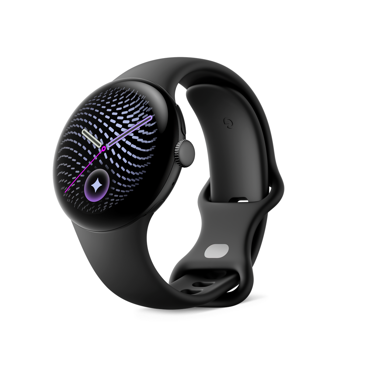Google Pixel Watch 5, Black, Obsidian Band, Wi-Fi, angled front