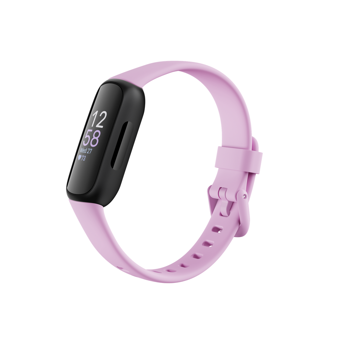 Fitbit Inspire 3, Lilac Bliss-Black, angled front