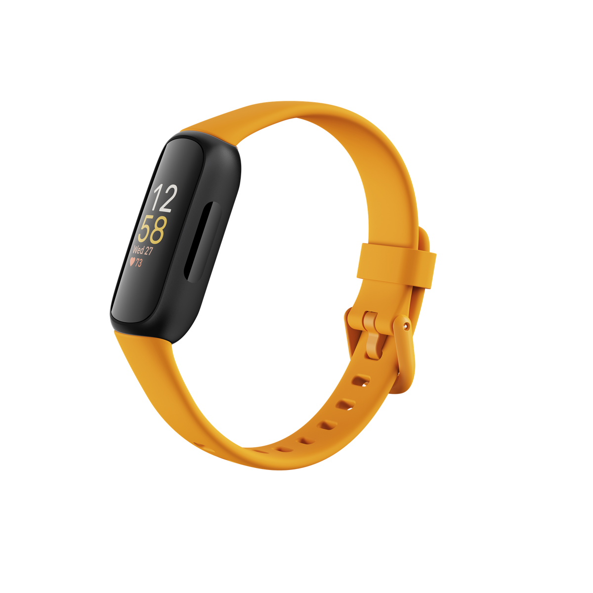 Fitbit Inspire 3, Morning Glow-Black, angled front