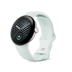 Google Pixel Watch 5, Silver, Fog Band, Wi-Fi, angled front