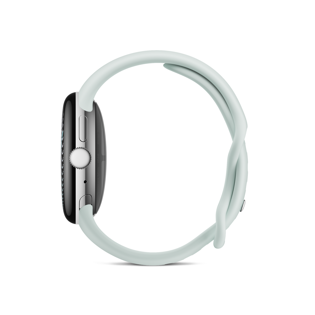 Google Pixel Watch 5, Silver, Fog Band, Wi-Fi, side